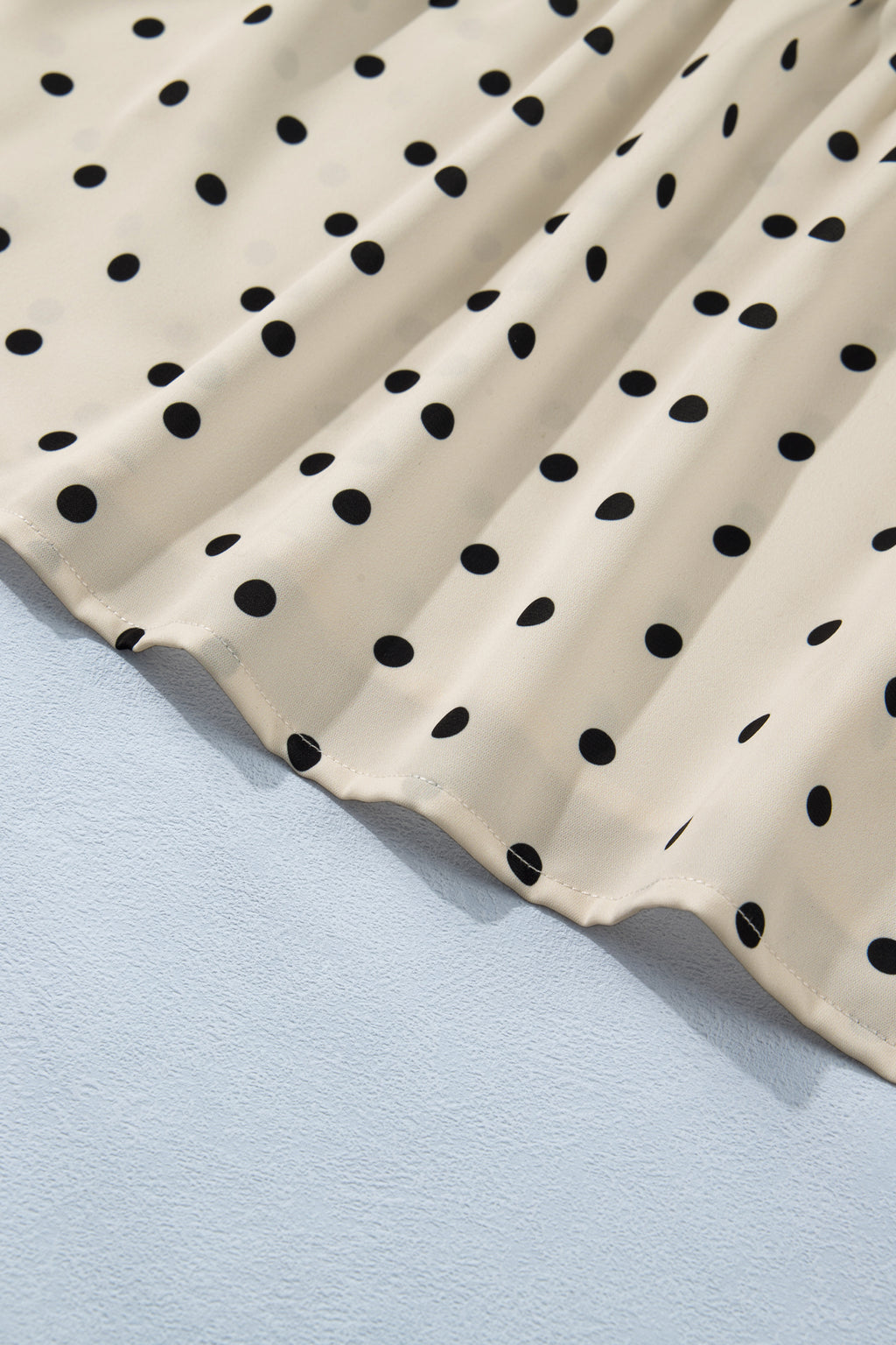 Apricot Plus Size Polka Dot Print Button Detail Short Sleeve Babydoll Blouse