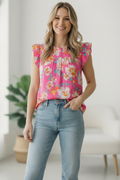 In a Tropical Daydream Pink Blouse