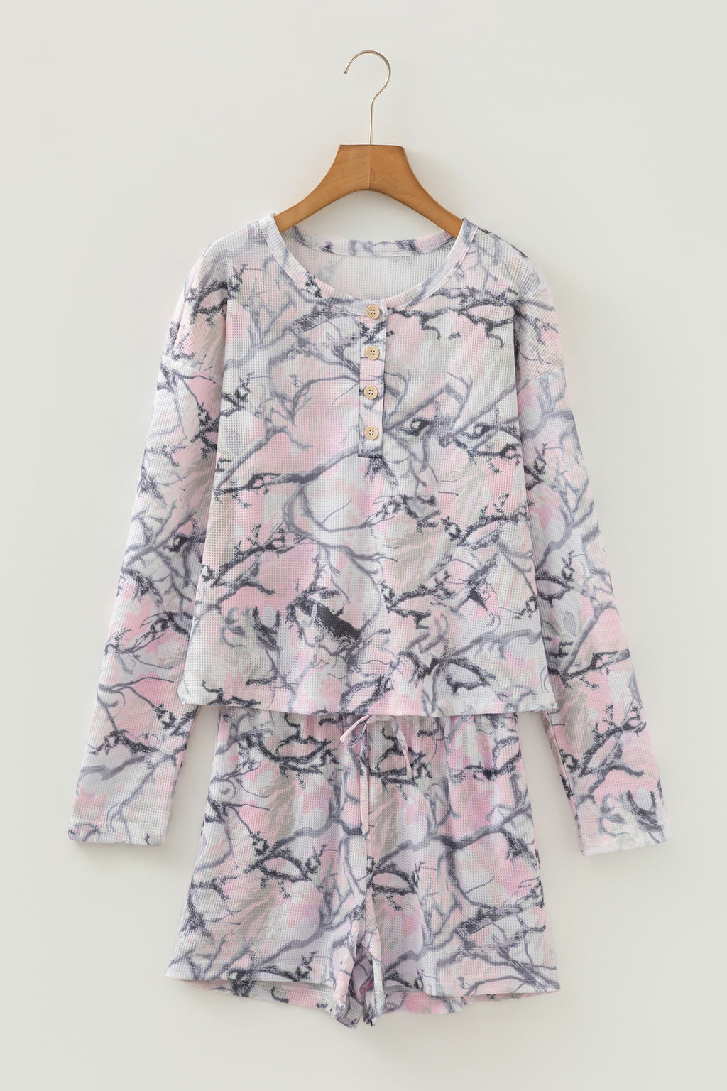 Pink Camo Henley Set