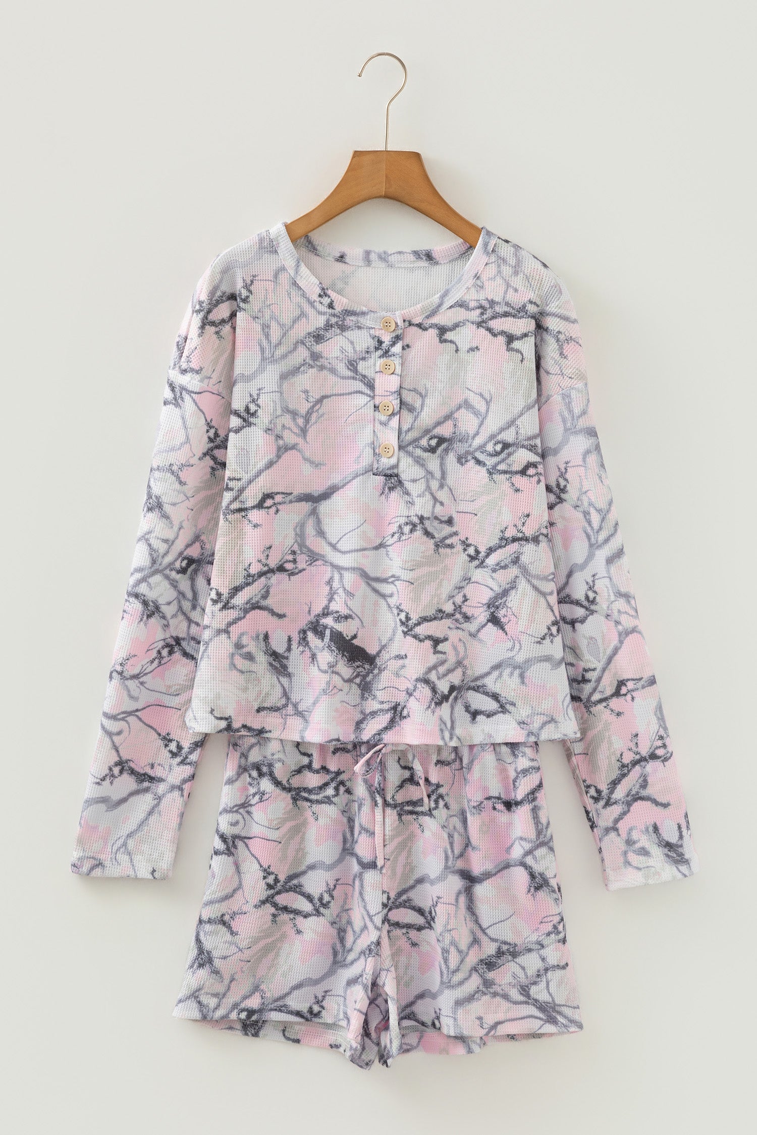 Pink Camo Henley Set