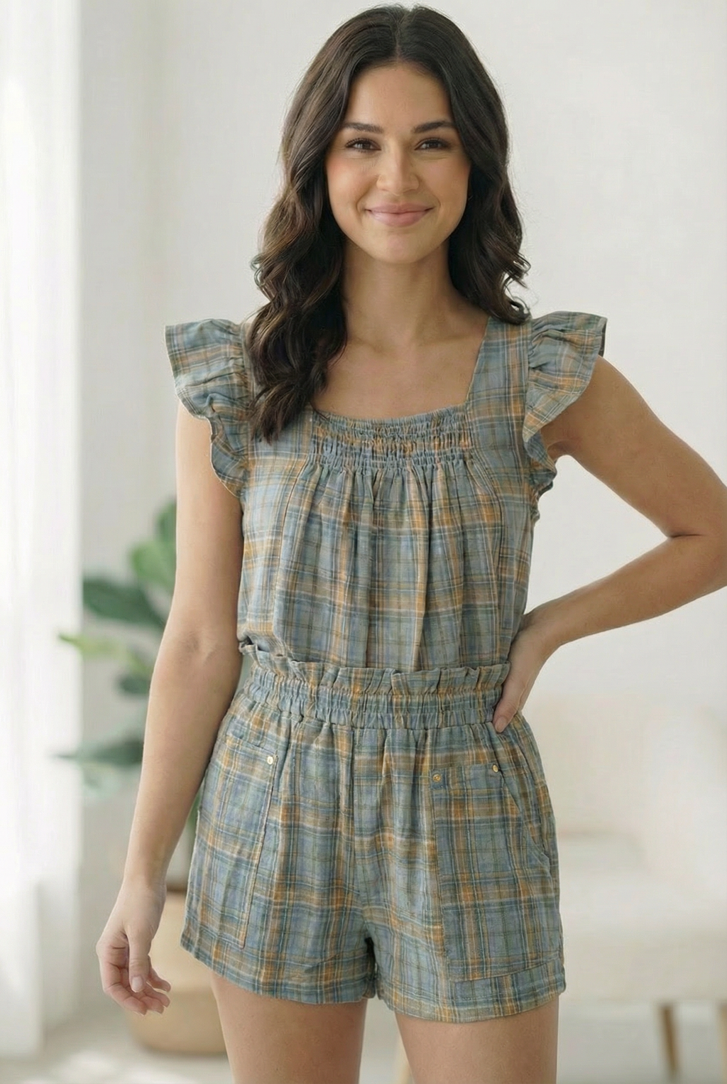 A Country Weekend Blue Plaid Set