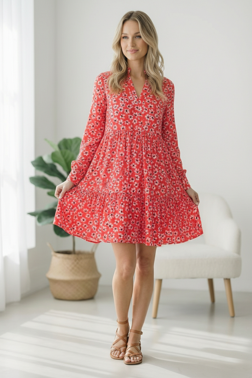 Cherry Blossom Twirl Floral Dress