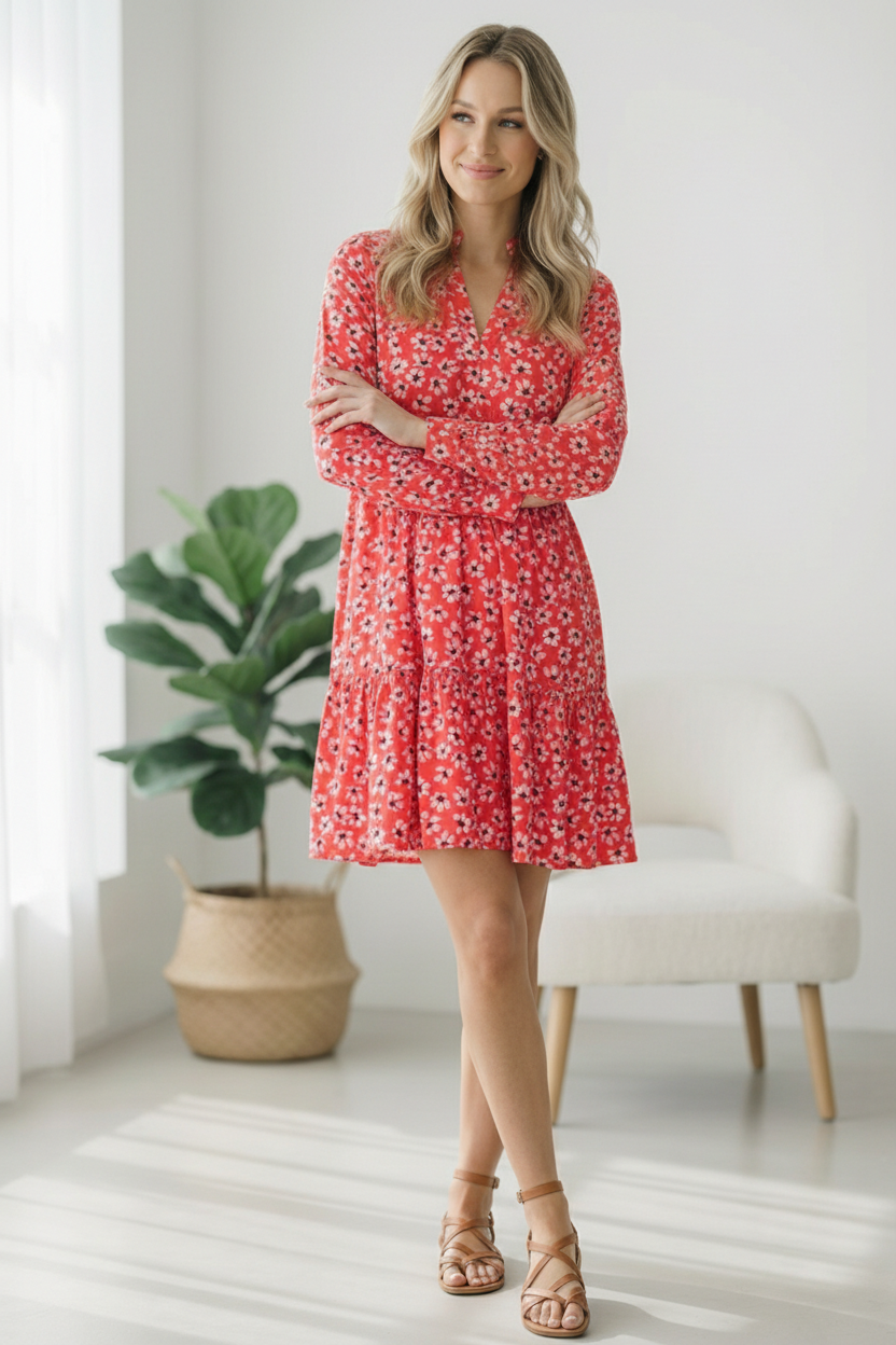 Cherry Blossom Twirl Floral Dress