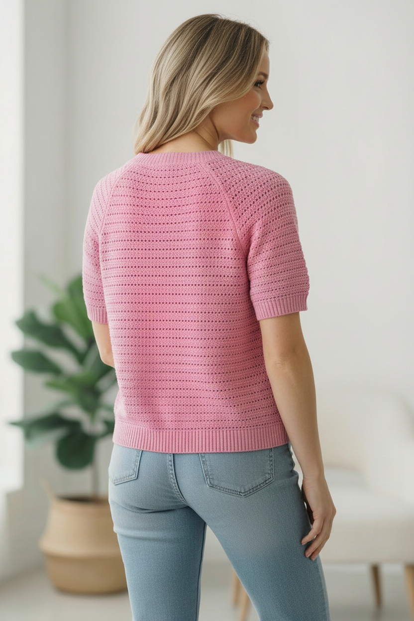 Simply Sweet Button Down Pink Sweater