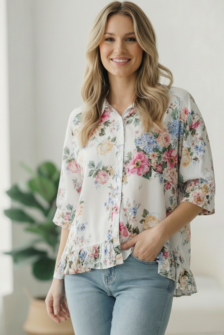 Home for the Weekend Floral Peplum Blouse