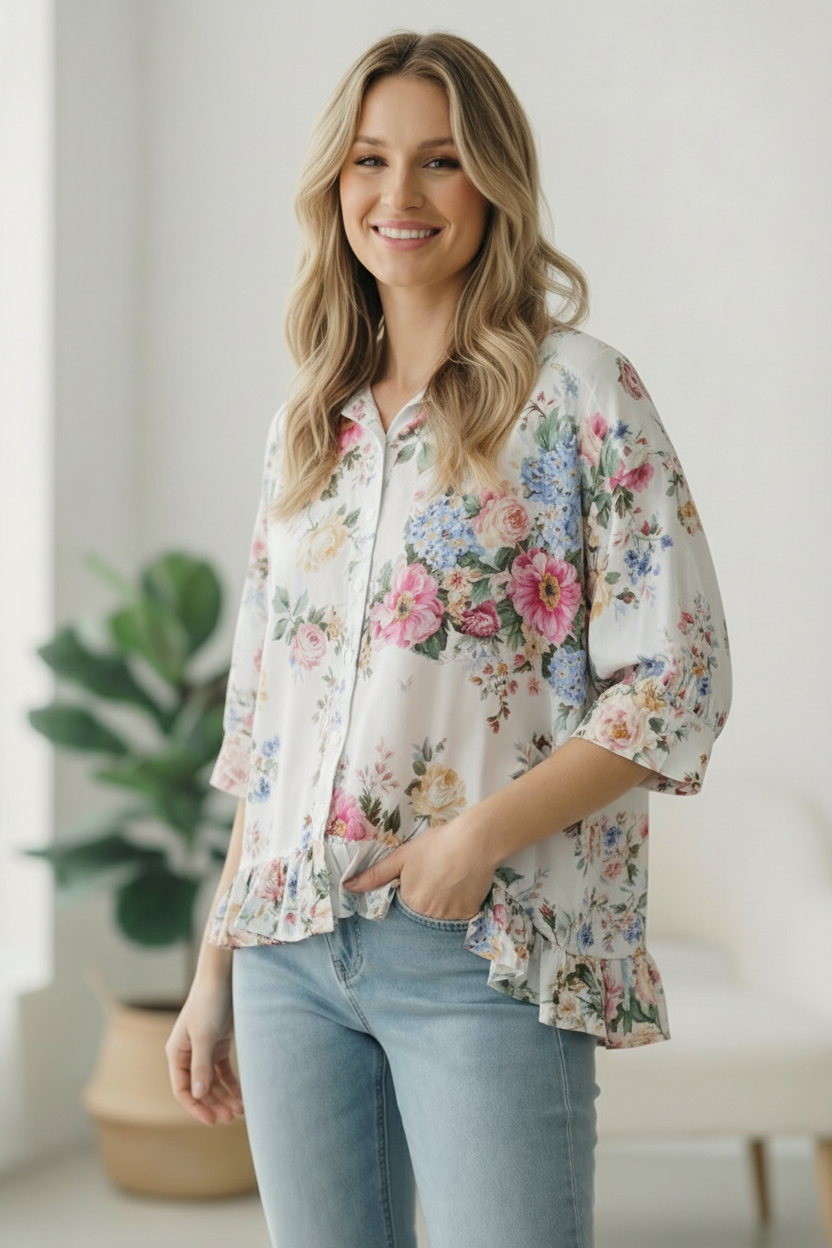 Home for the Weekend Floral Peplum Blouse