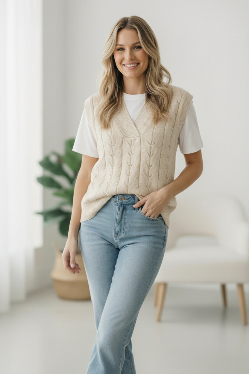 The Soft Breeze Cream Sweater Vest