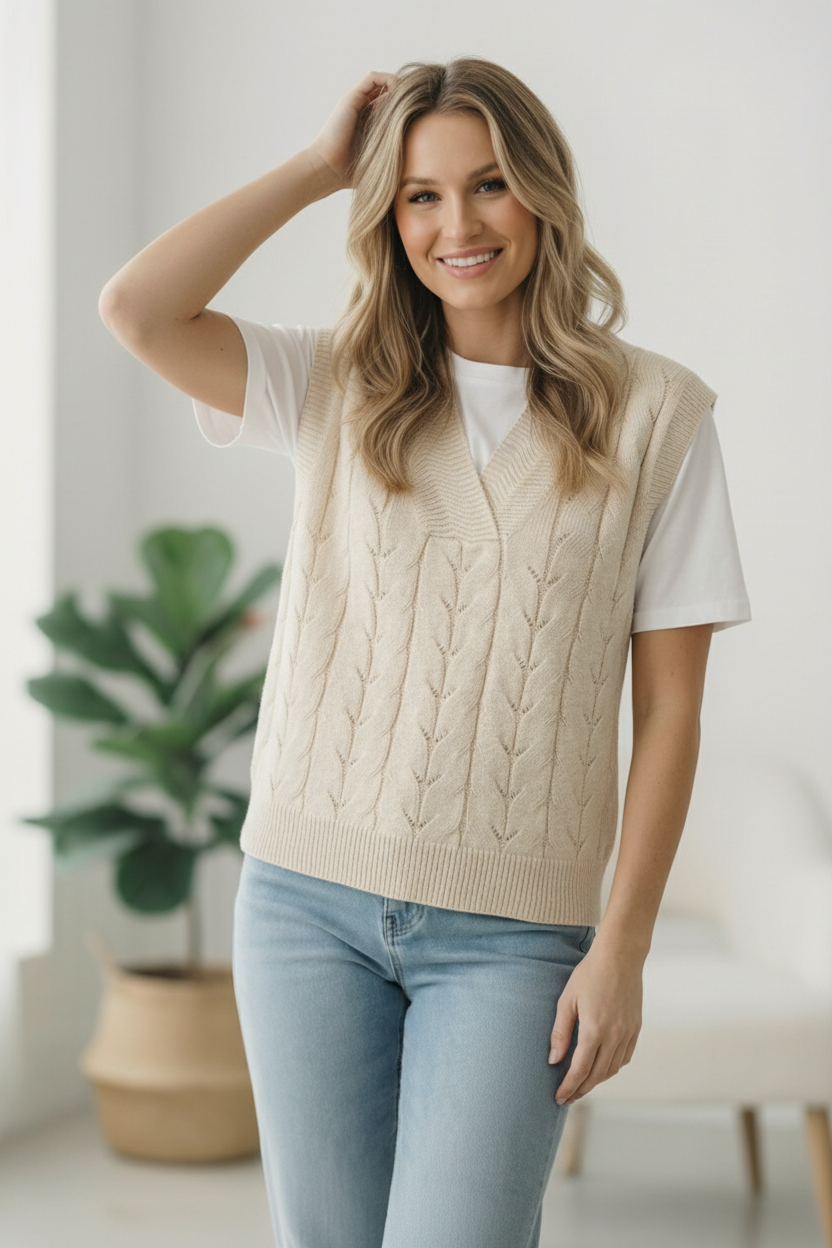 The Soft Breeze Cream Sweater Vest