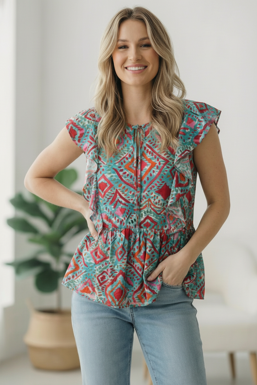 Flirting in the Museum Emerald Blouse