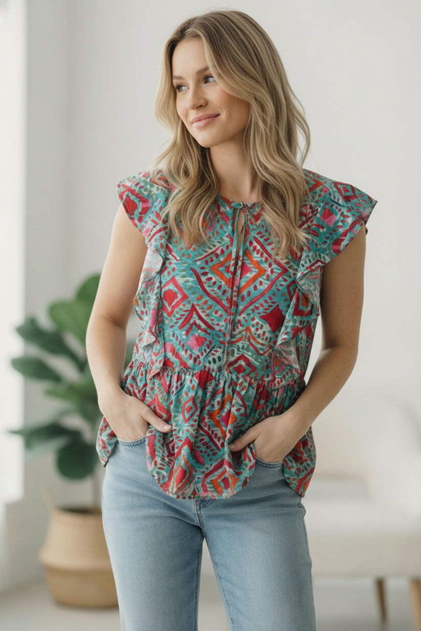 Flirting in the Museum Emerald Blouse