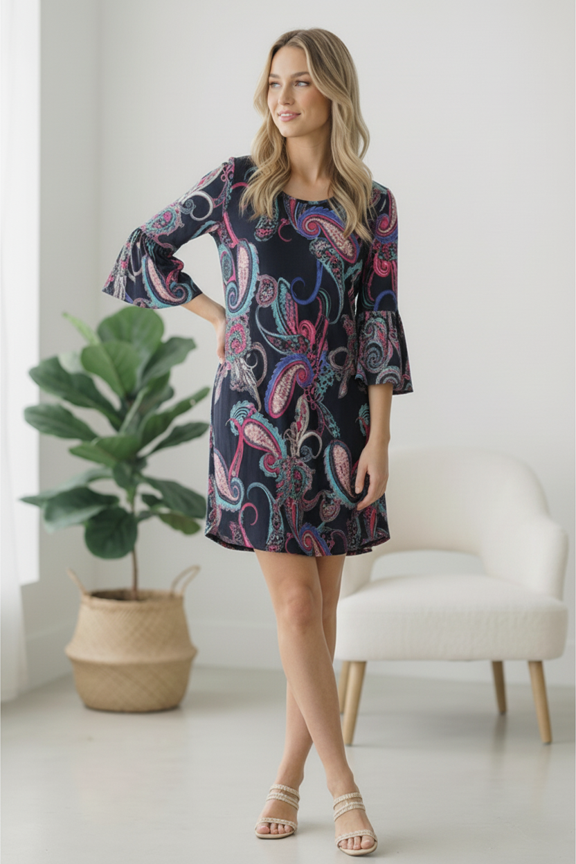 Electric Paisley Mini Dress