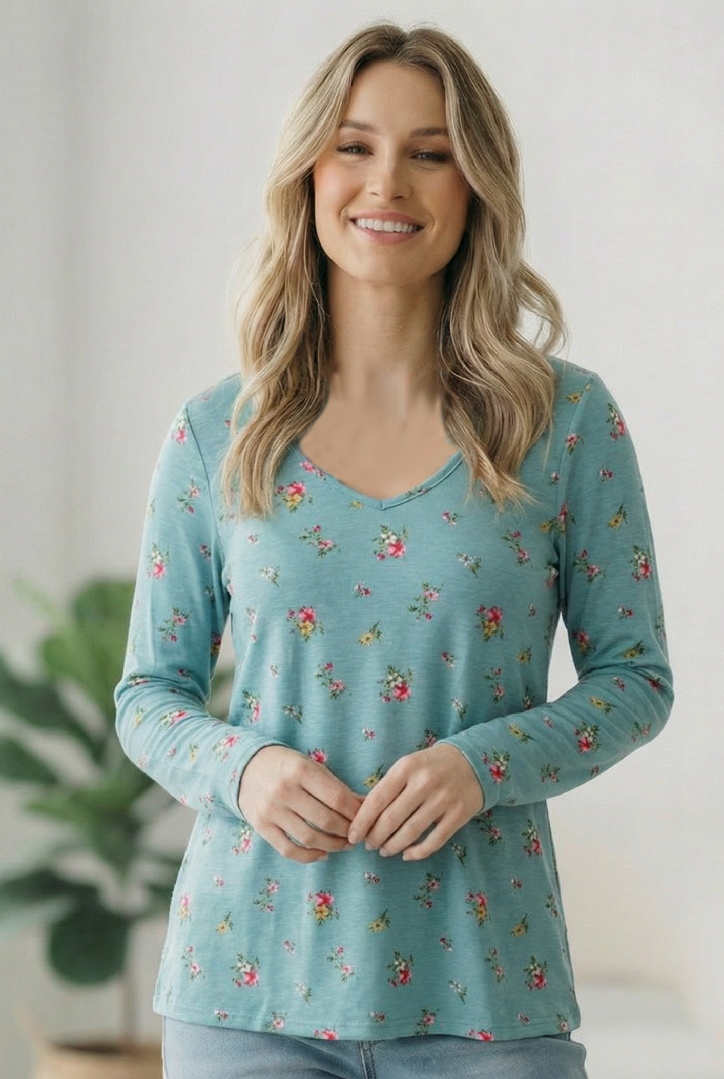 Mint To Be Floral Twist Top